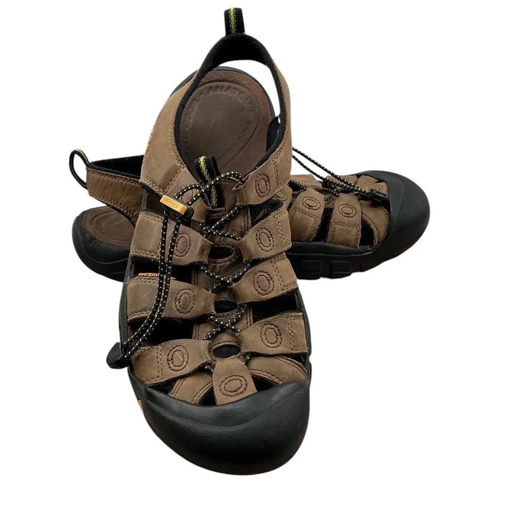 Keen Newport H2 Mens Brown Leather Waterproof Hiking Sport Sandals Shoes